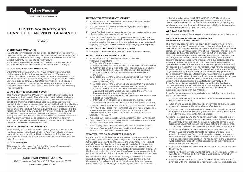 Image de la première page du manuel de l'appareil ST425