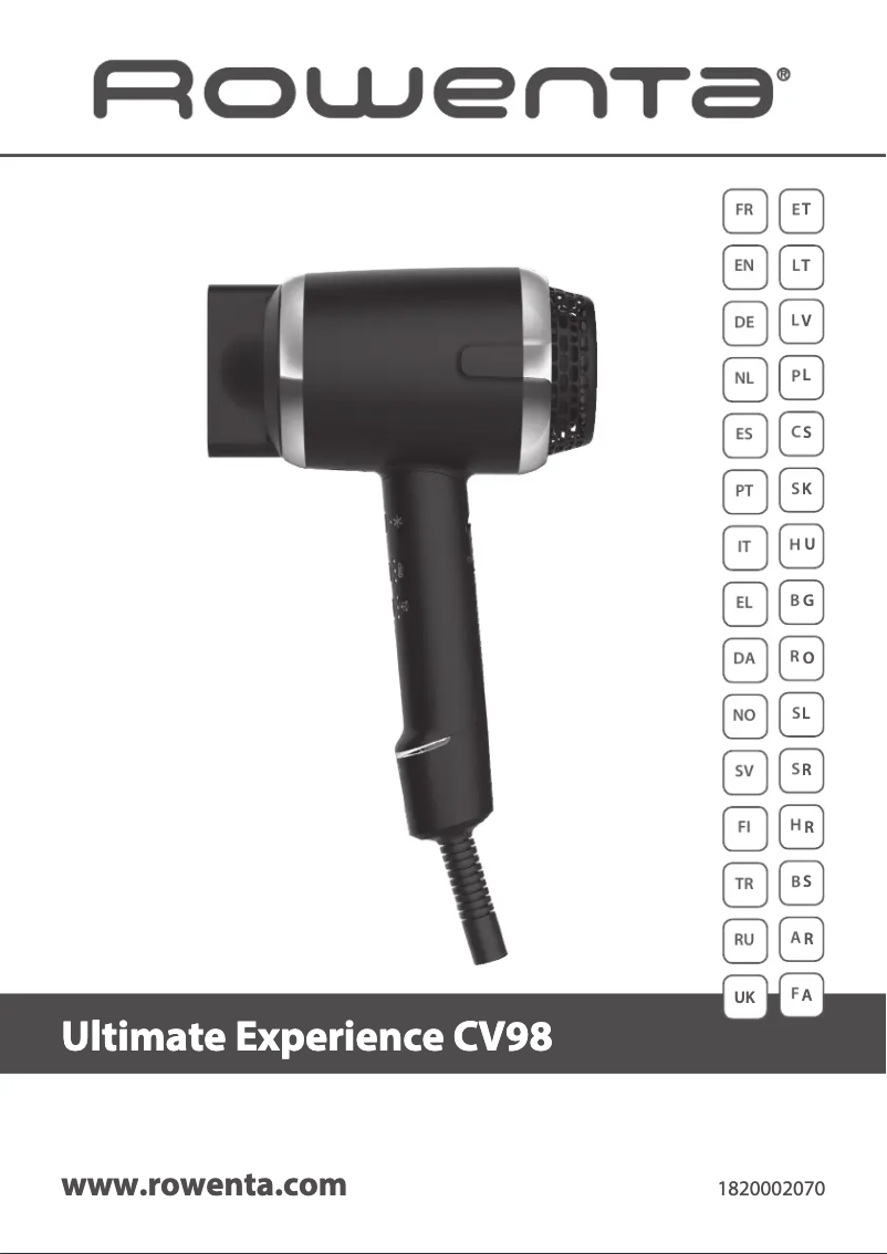 Page n°1 - Manuel utilisateur Rowenta Ultimate Experience CV9820