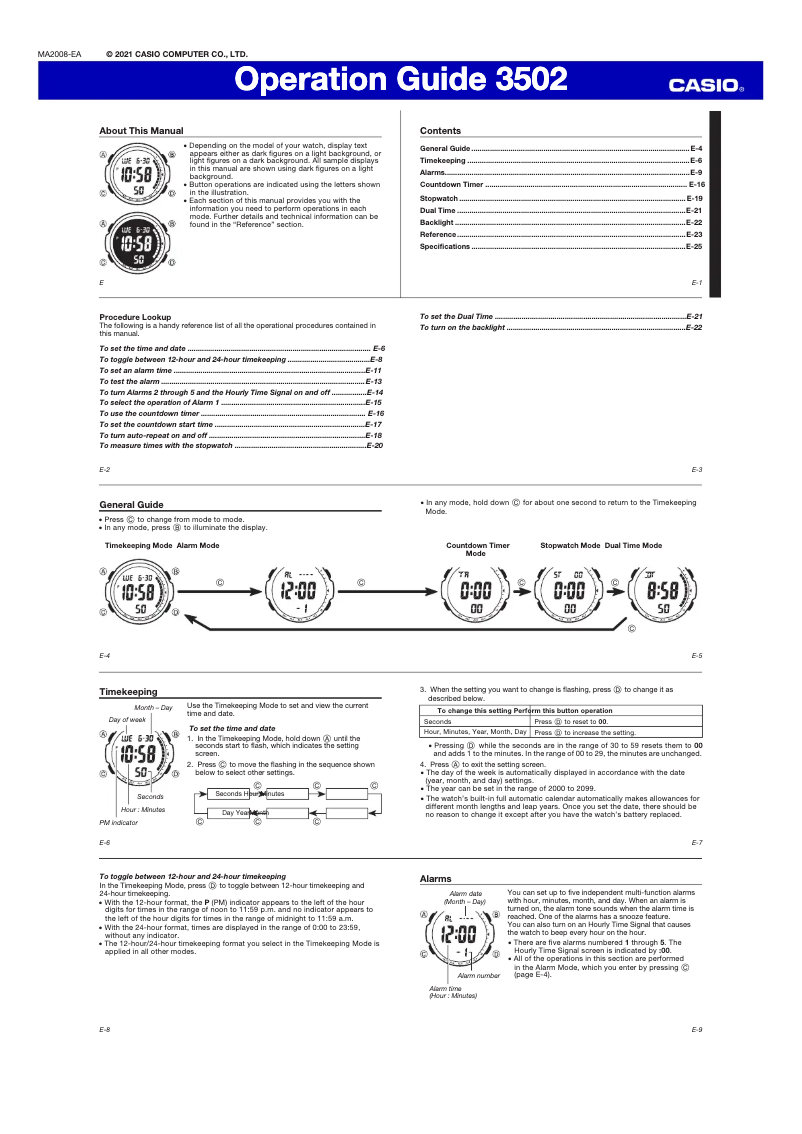 Page 1 de la notice Manuel utilisateur Casio AE-1500WH-5AVEF