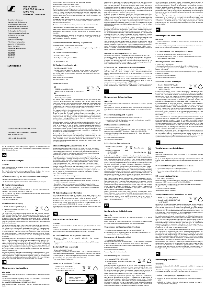 Image de la première page du manuel de l'appareil IE 100 PRO Wireless