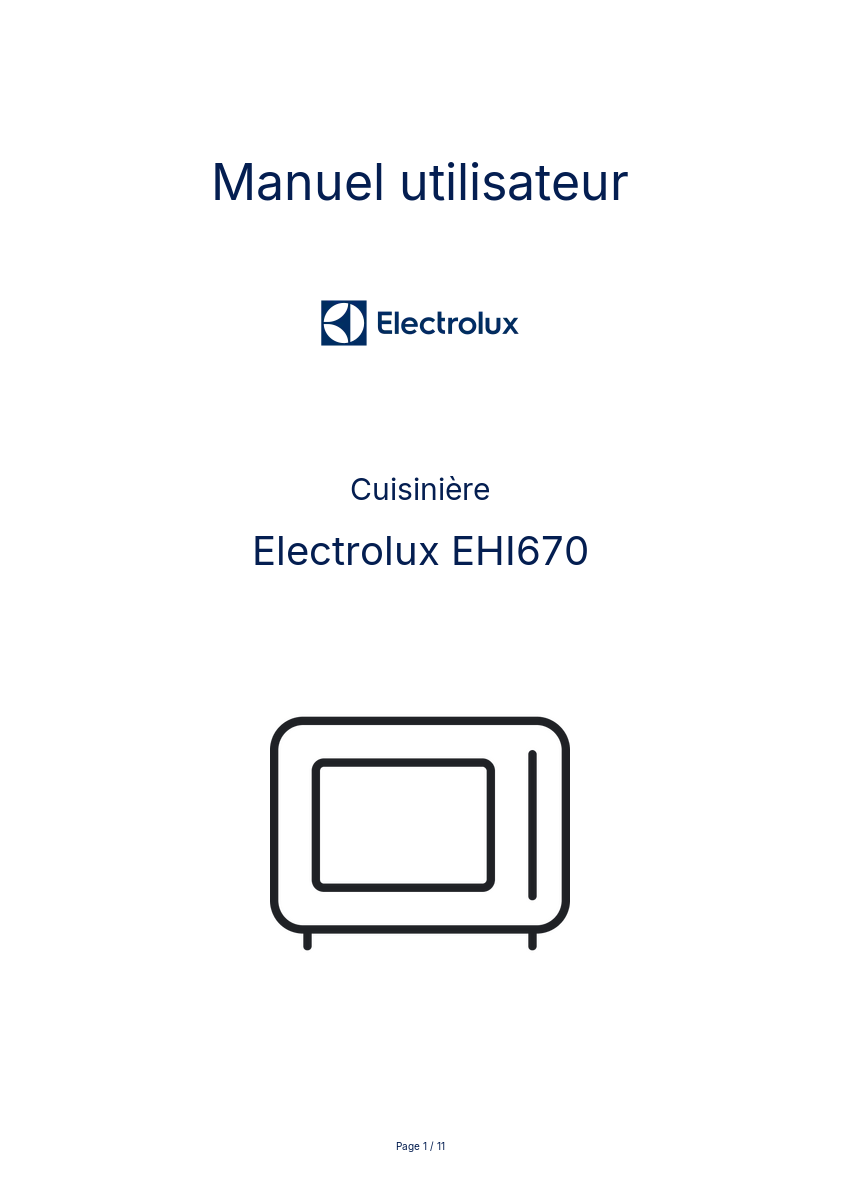 Image de la première page du manuel de l'appareil EHI670