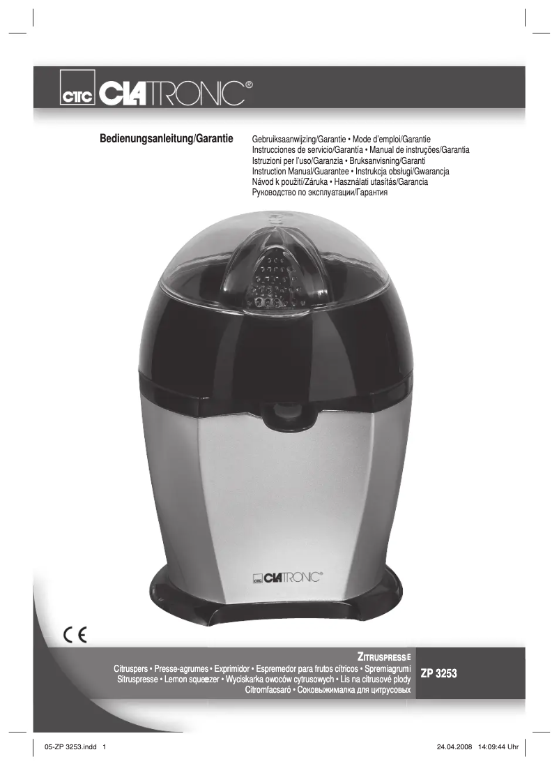 Image de la première page du manuel de l'appareil ZP 3253