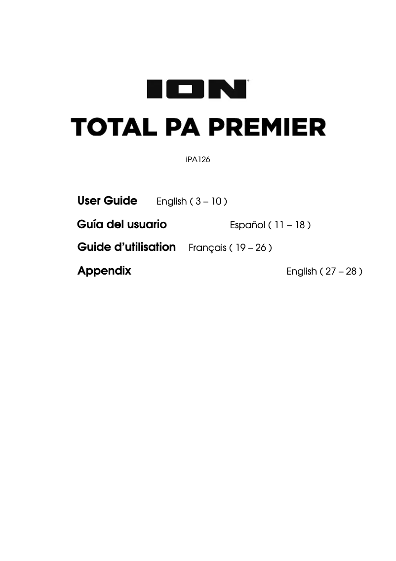 Page n°1 - Manuel utilisateur ION Total PA Premier