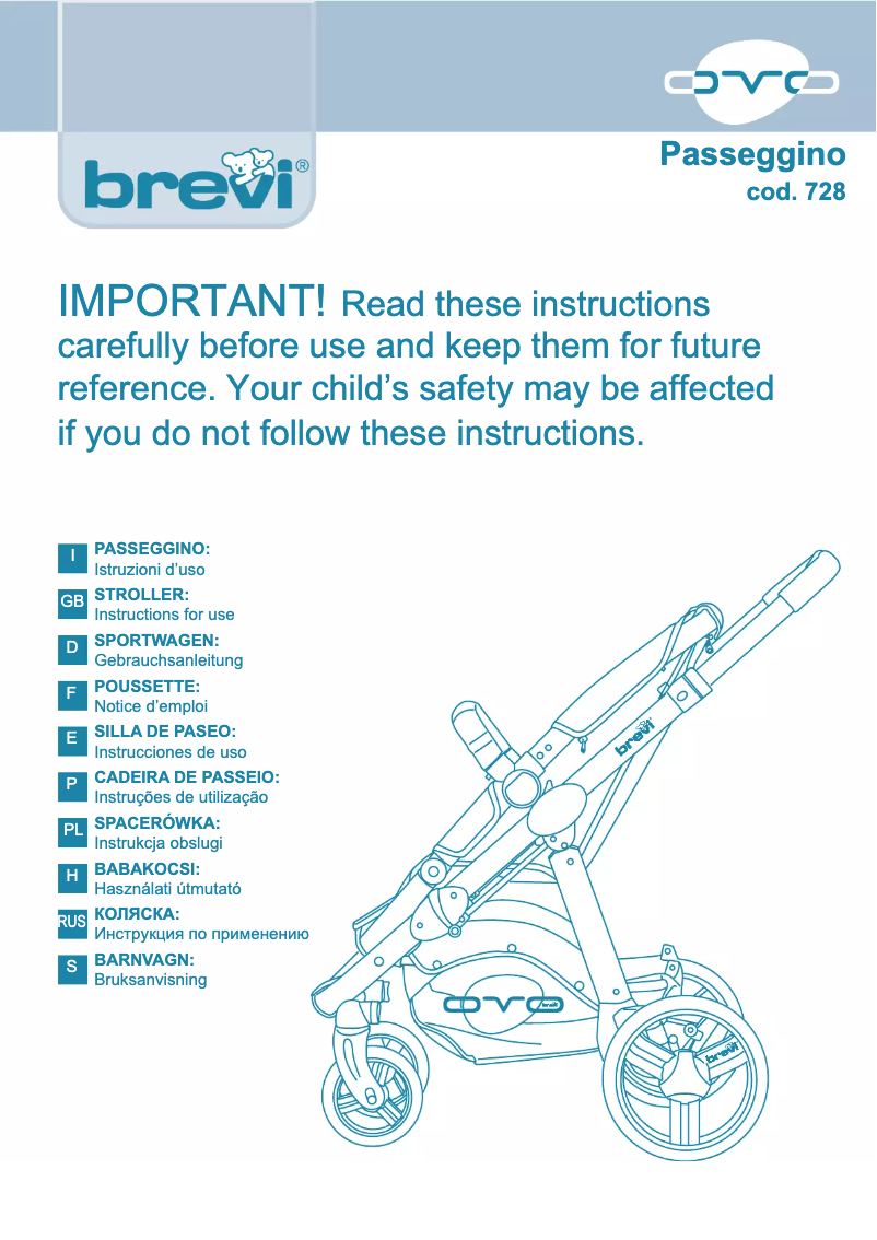 Page 1 de la notice Manuel utilisateur Brevi Ovo Passeggino 043