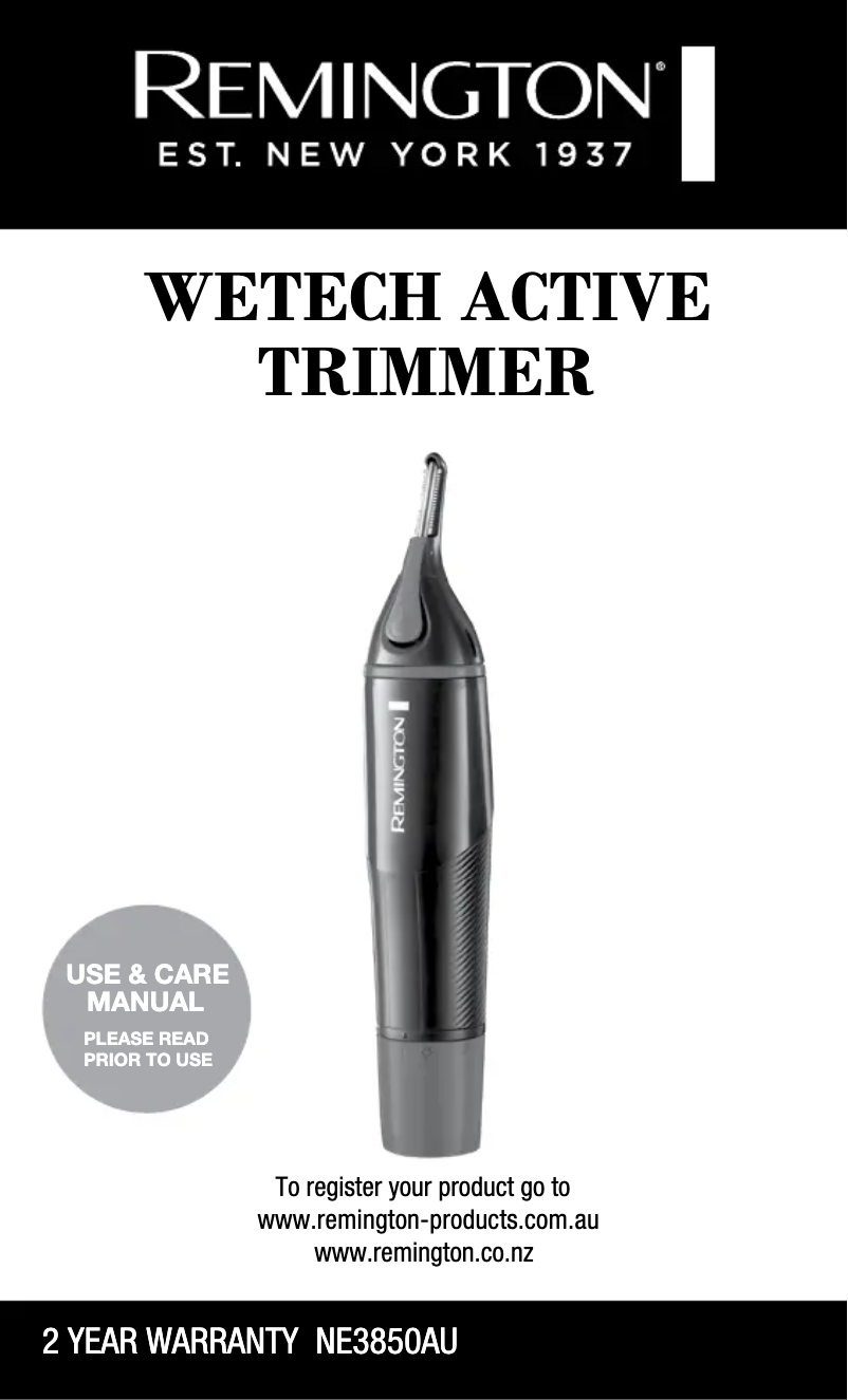 Page n°1 - Manuel utilisateur Remington NE3850AU