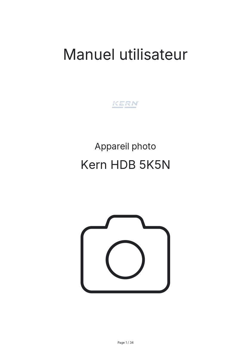 Page n°1 - Manuel utilisateur Kern HDB 5K5N