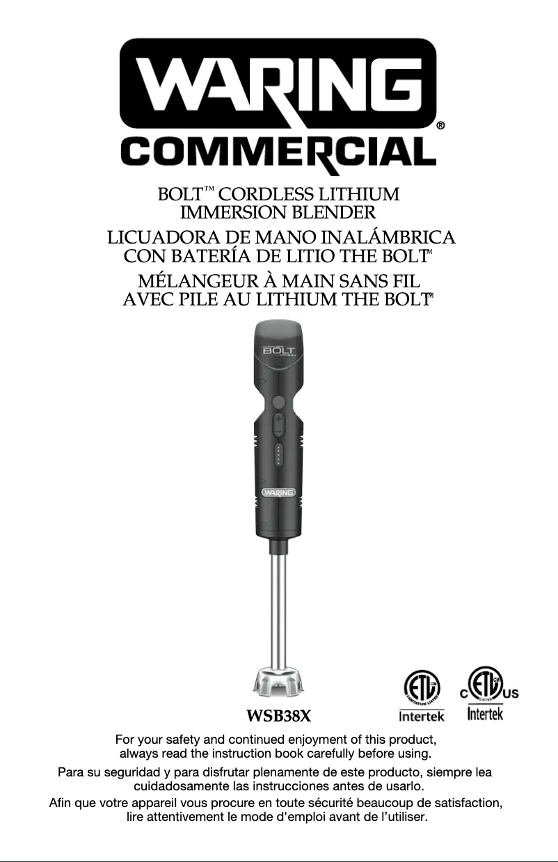 Page n°1 - Manuel utilisateur Waring Commercial WSB38X