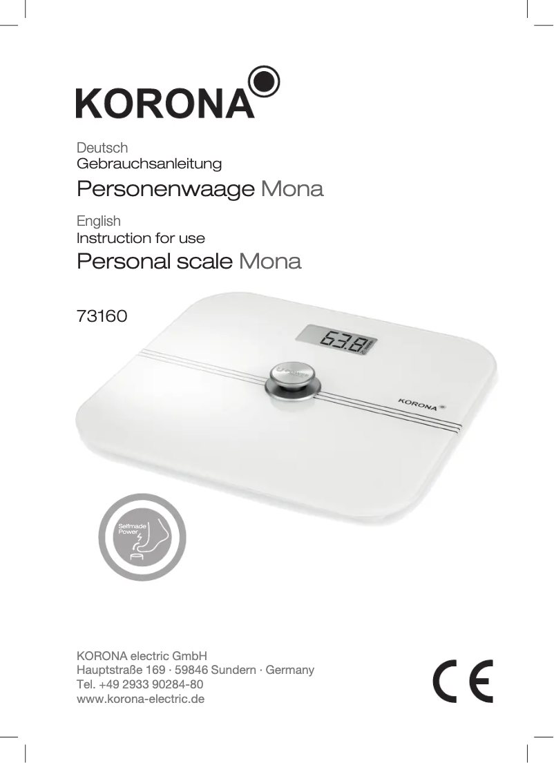 Page 1 de la notice Manuel utilisateur Korona Mona 73160