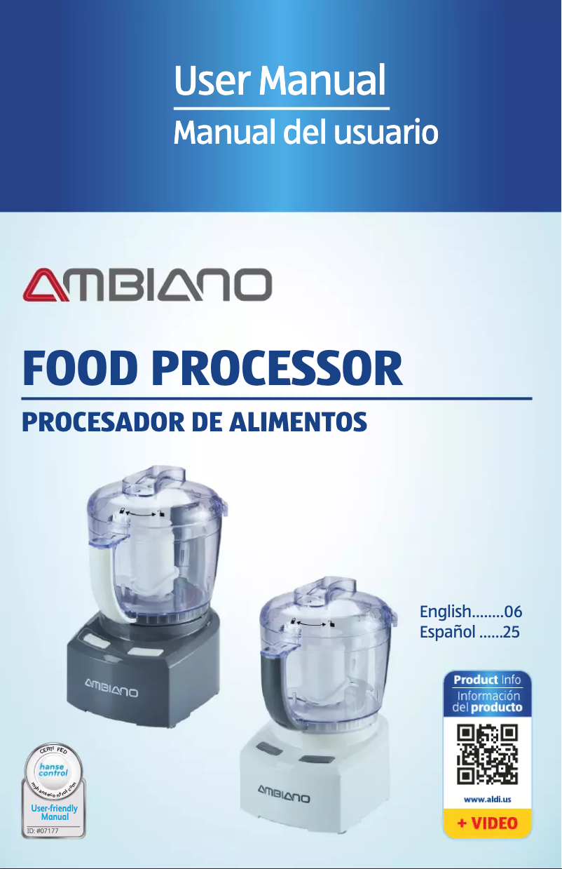 Image de la première page du manuel de l'appareil Food Processor Z3050