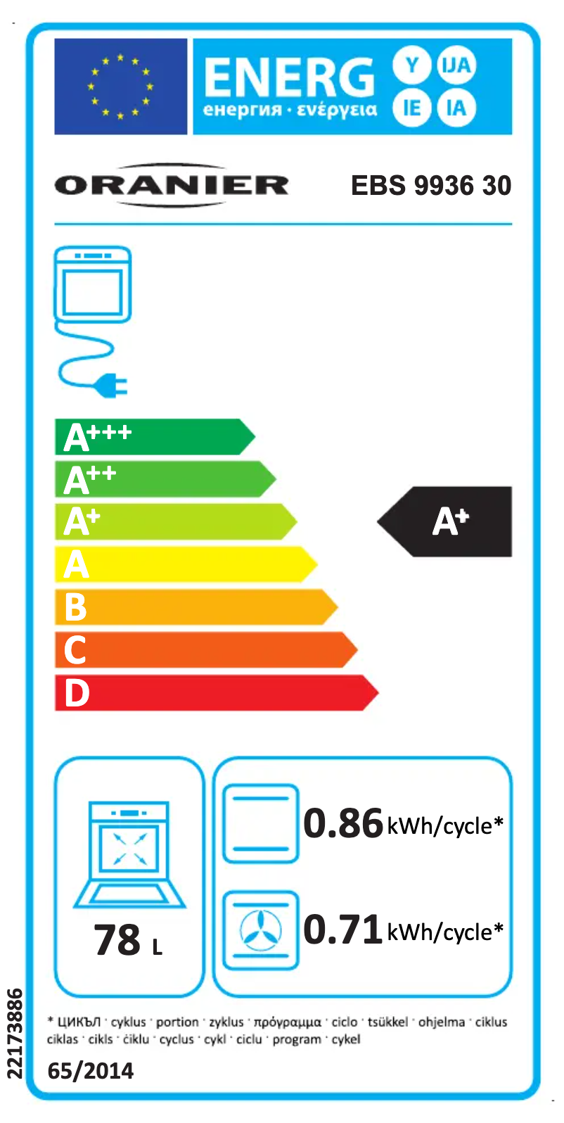 Page 1 de la notice Manuel utilisateur Oranier EBS 9936