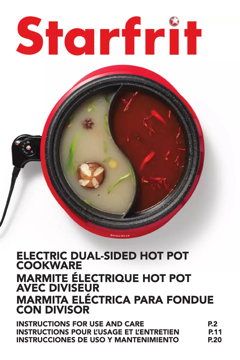 Page n°1 - Manuel utilisateur Starfrit 024425-002-0000