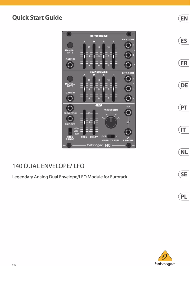 Page n°1 - Guide de démarrage rapide Behringer System 100 140 Dual Envelope/LFO