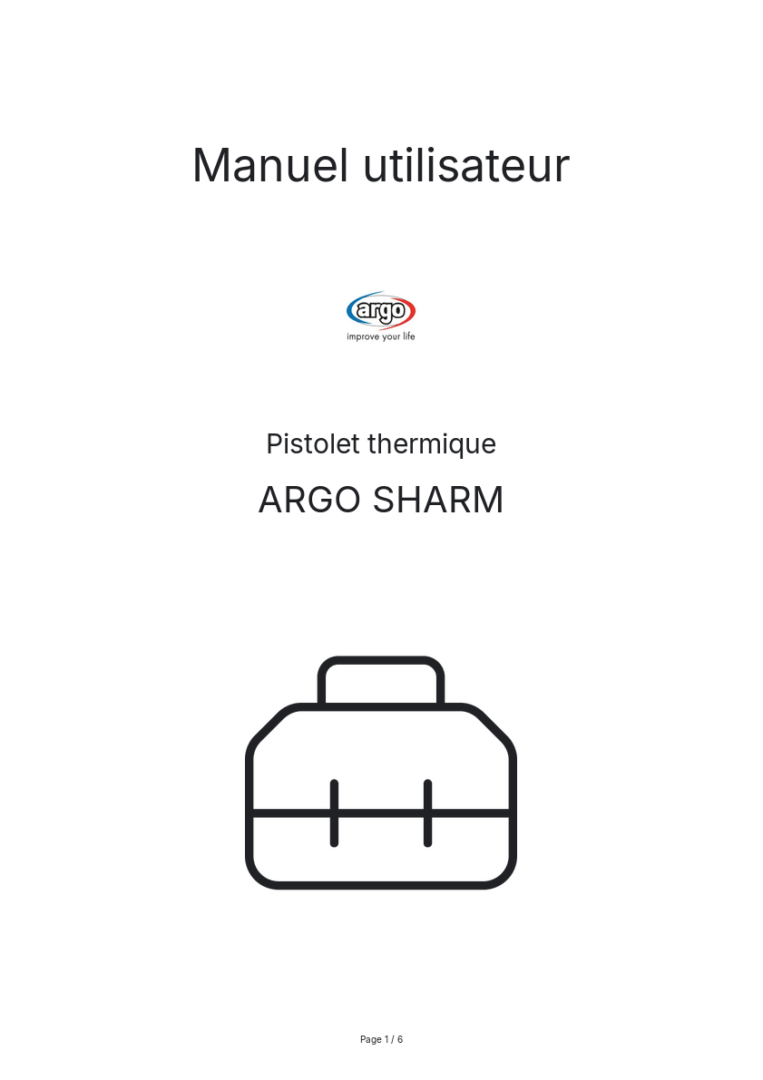 Image de la première page du manuel de l'appareil SHARM