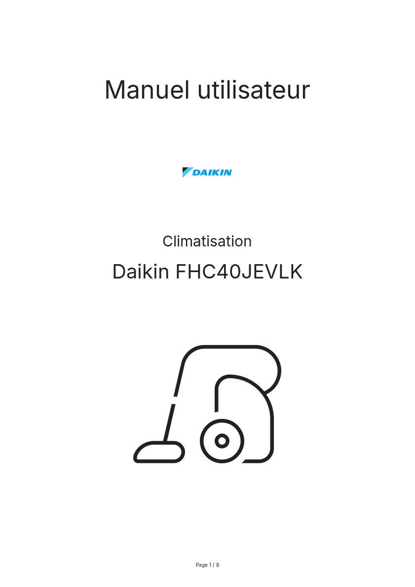 Page n°1 - Manuel utilisateur Daikin FHC40JEVLK