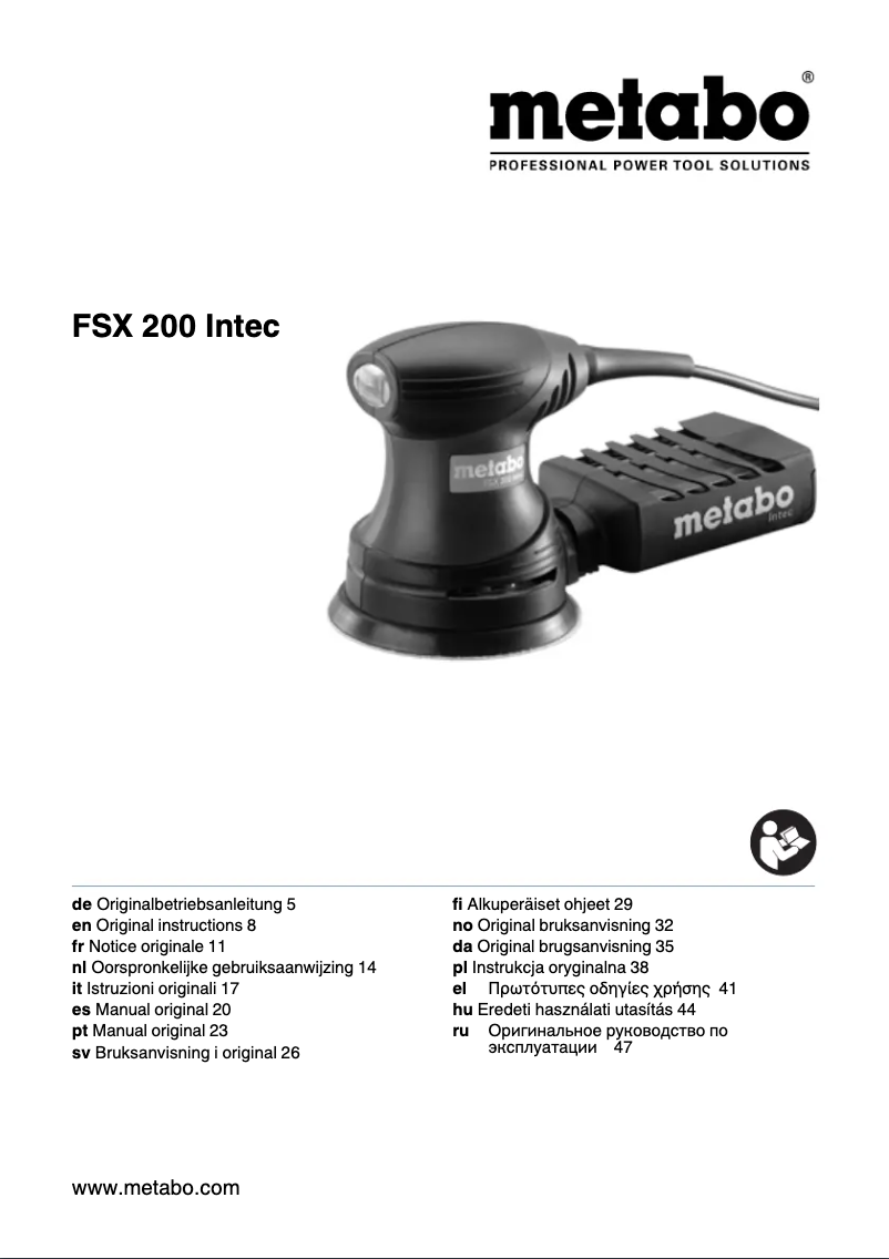 Page 1 de la notice Manuel utilisateur Metabo FSX 200