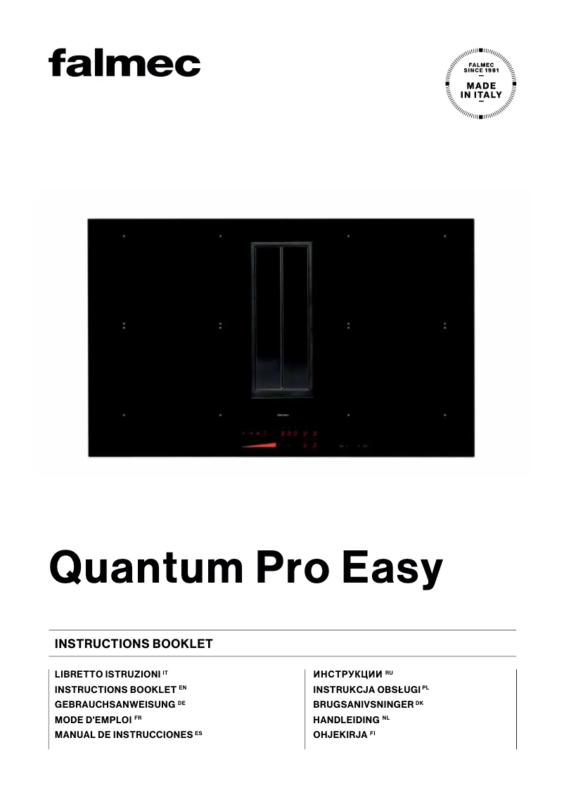 Page 1 de la notice Manuel utilisateur Falmec Quantum Pro Easy