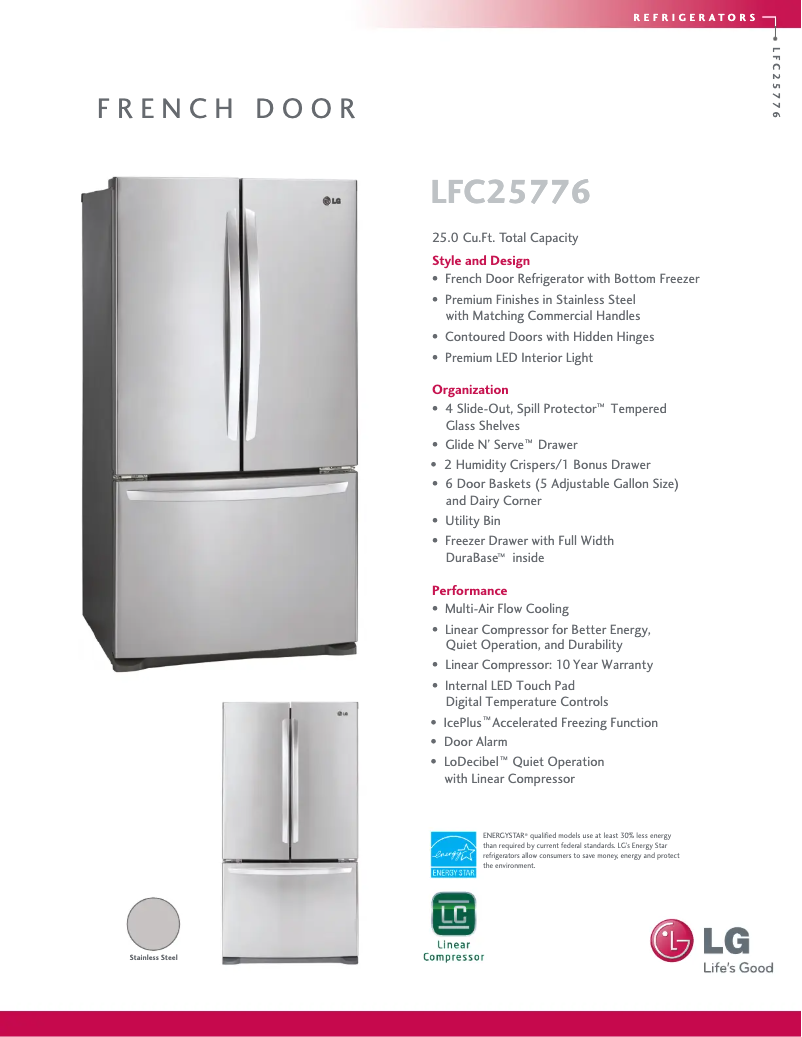 Página 1 del manual Ficha técnica LG LFC25776ST