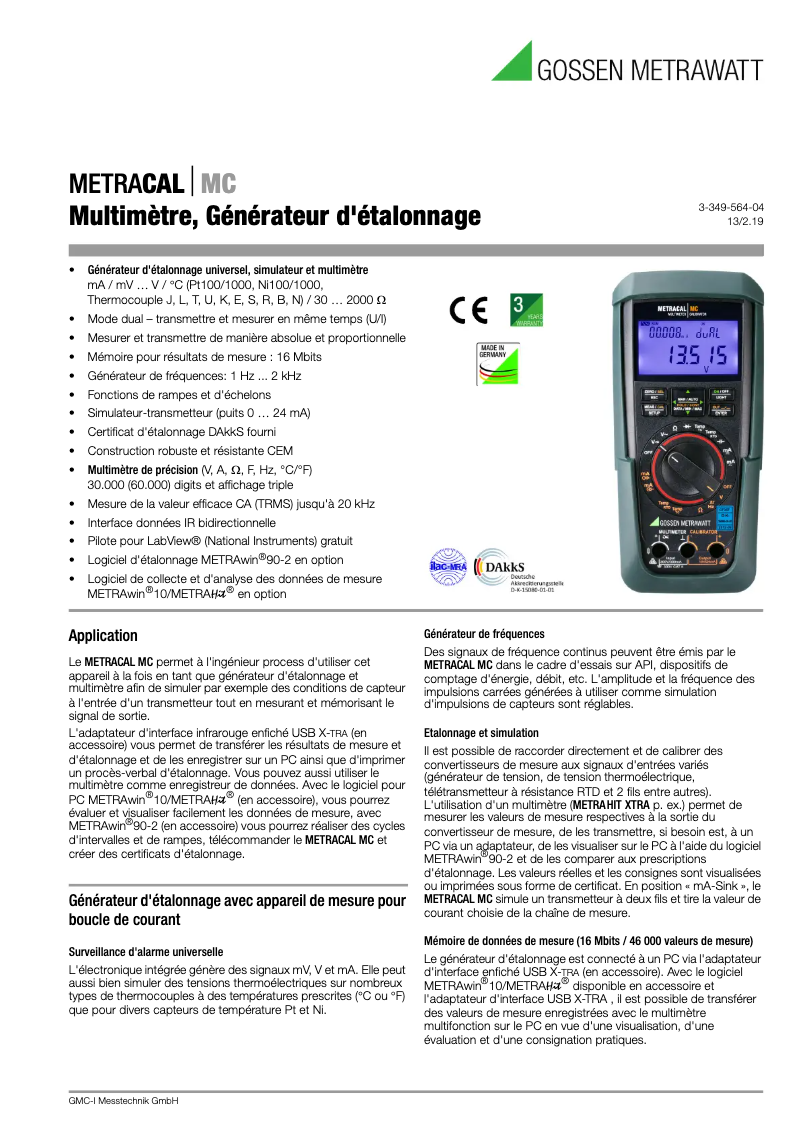 Image de la première page du manuel de l'appareil MetraClip 62