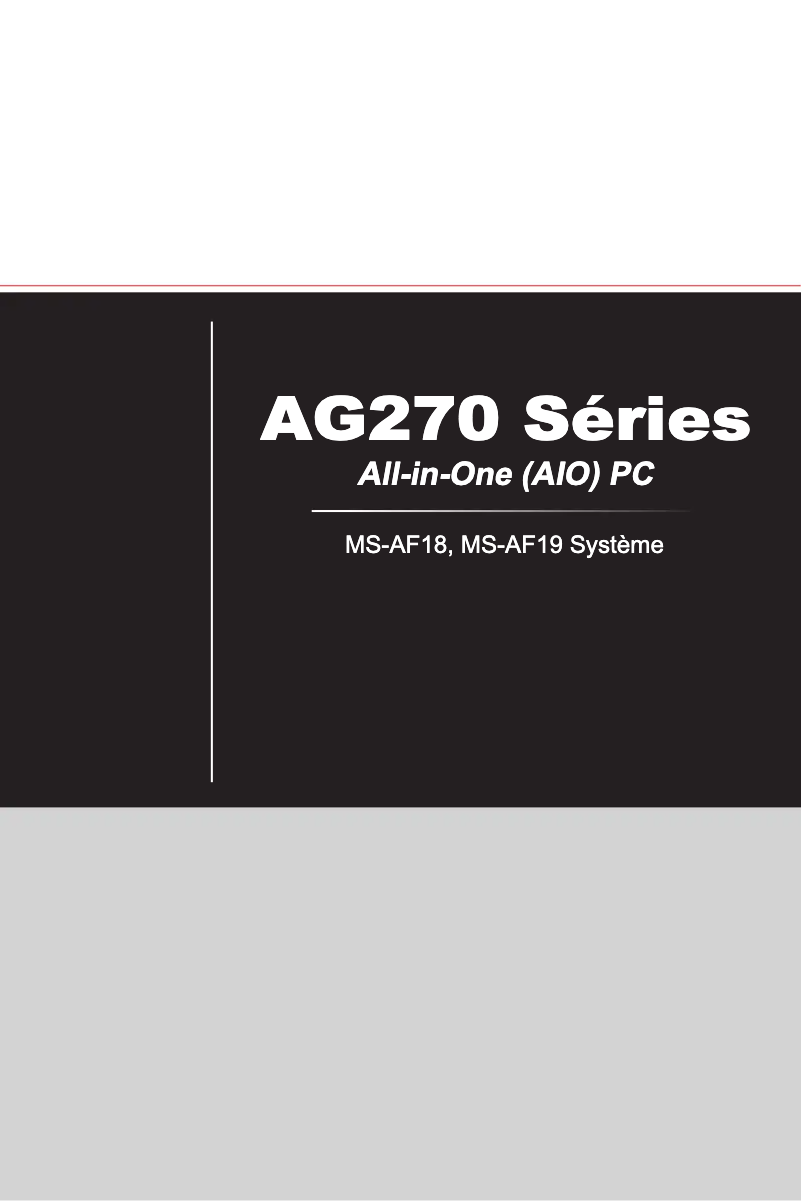 Page 1 de la notice Manuel utilisateur MSI Wind Top AG270