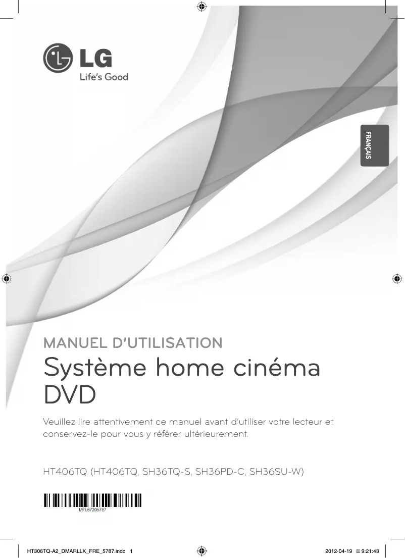 Page 1 de la notice Manuel utilisateur LG HT406TQ