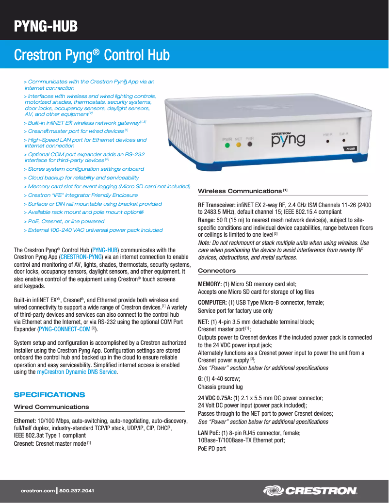 Image de la première page du manuel de l'appareil PYNG-HUB