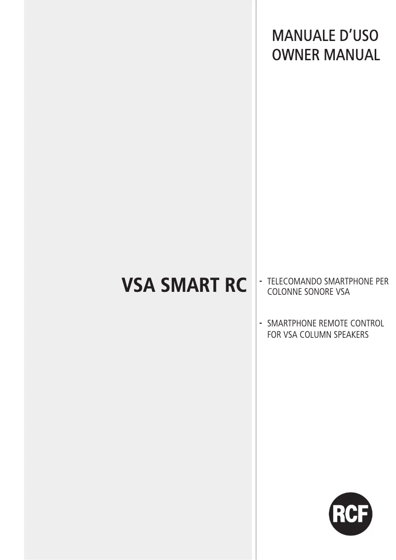 Image de la première page du manuel de l'appareil VSA SMART RC