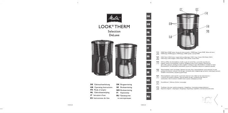 Page n°1 - Manuel utilisateur Melitta Look IV Therm