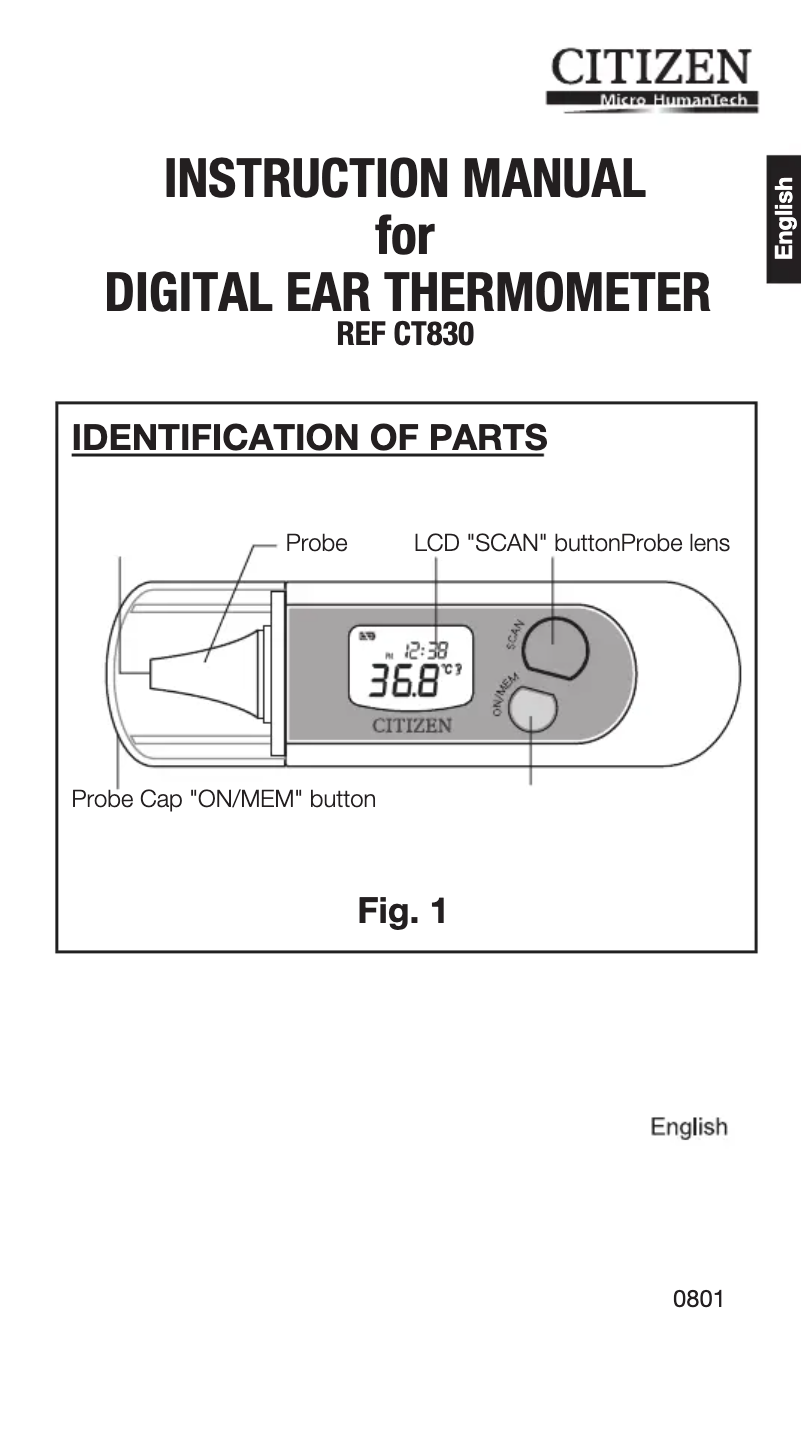 Image de la première page du manuel de l'appareil CT830