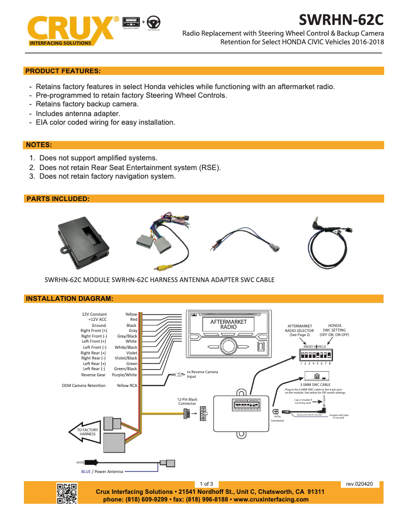 Page n°1 - Manuel utilisateur CRUX SWRHN-62C