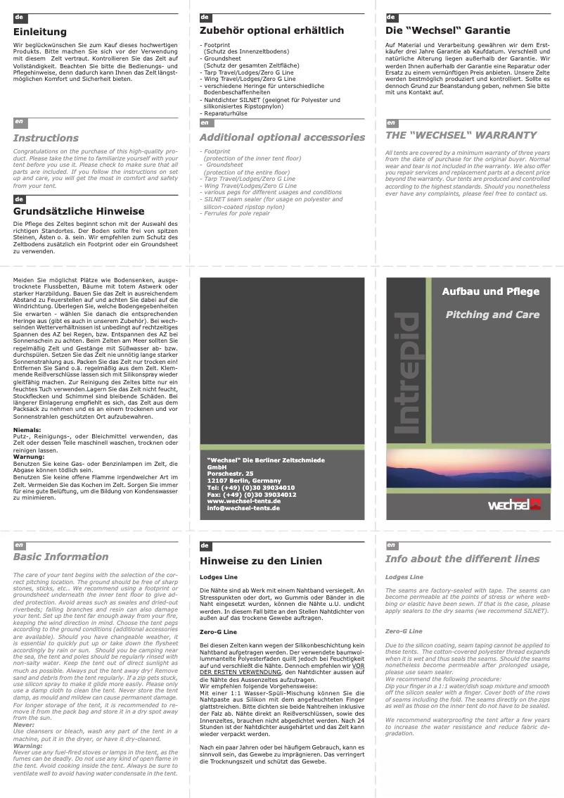 Page n°1 - Manuel utilisateur Wechsel Intrepid 4