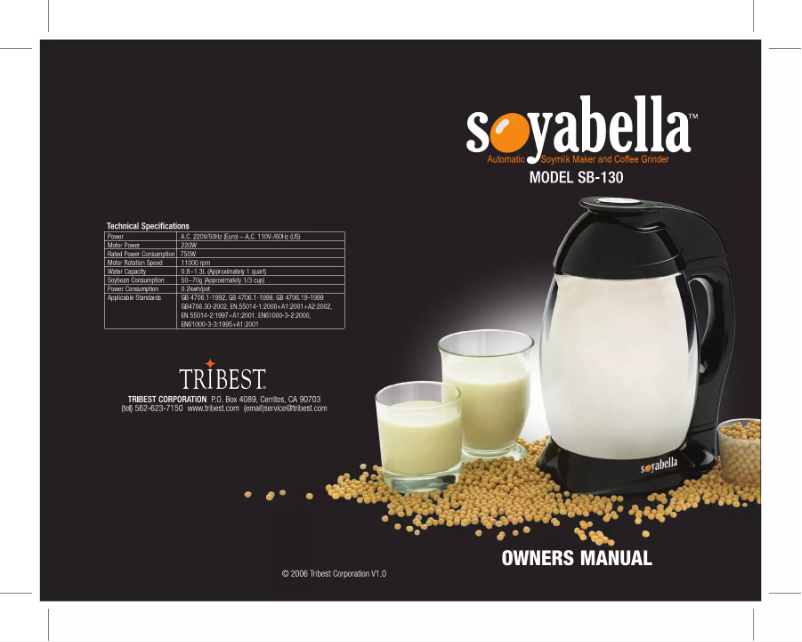 Page 1 de la notice Manuel utilisateur Soyabella SB-130
