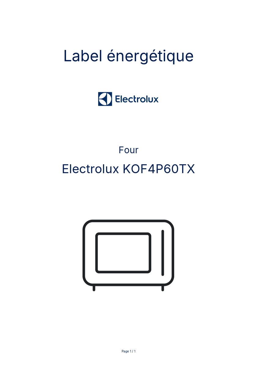 Page n°1 - Label énergétique Electrolux KOF4P60TX