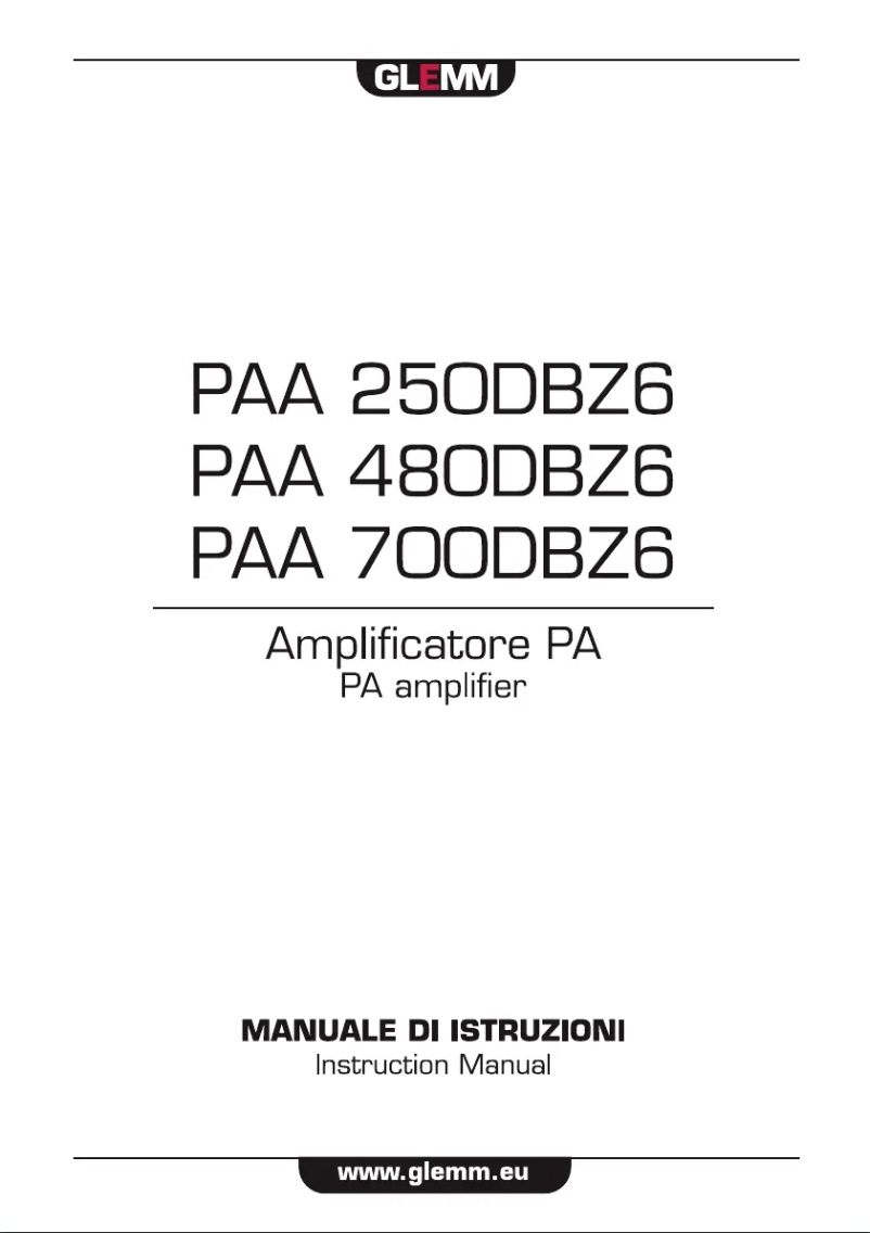 Page n°1 - Manuel utilisateur Glemm PAA 250DBZ6