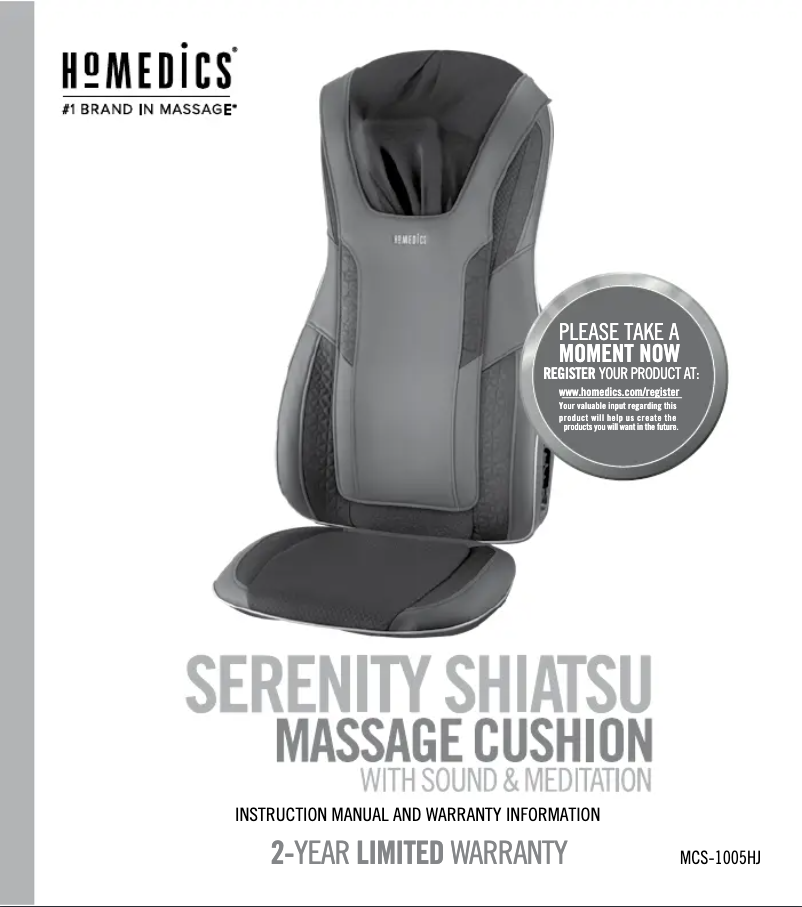 Page n°1 - Manuel utilisateur Homedics MCS-1005HJ