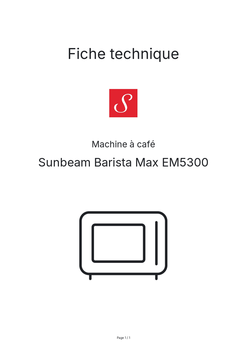 Image de la première page du manuel de l'appareil Barista Max EM5300