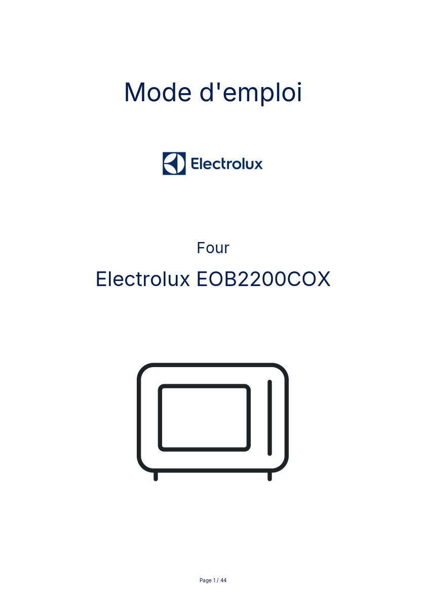 Page n°1 - Mode d'emploi Electrolux EOB2200COX
