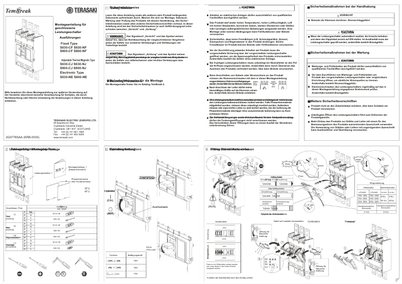 Page n°1 - Manuel utilisateur Hager H800NE-800A4P