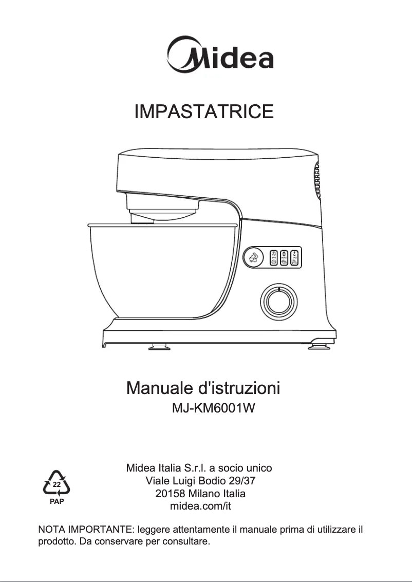 Image de la première page du manuel de l'appareil MJ-KM6001W