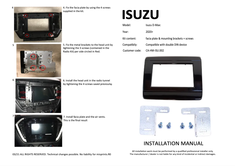 Page 1 of the manual User Manual Pioneer CA-HM-ISU.002