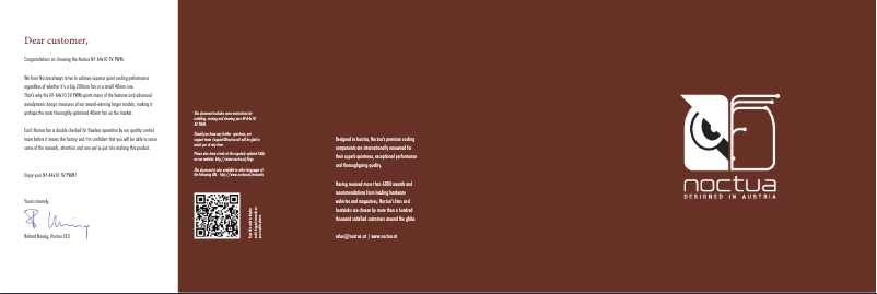 Page 1 de la notice Manuel utilisateur Noctua NF-A4x10 5V PWM