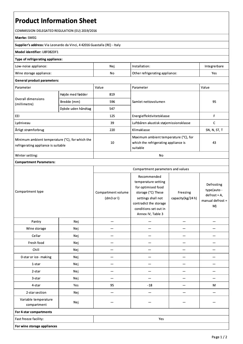 Image de la première page du manuel de l'appareil U8F082DF1