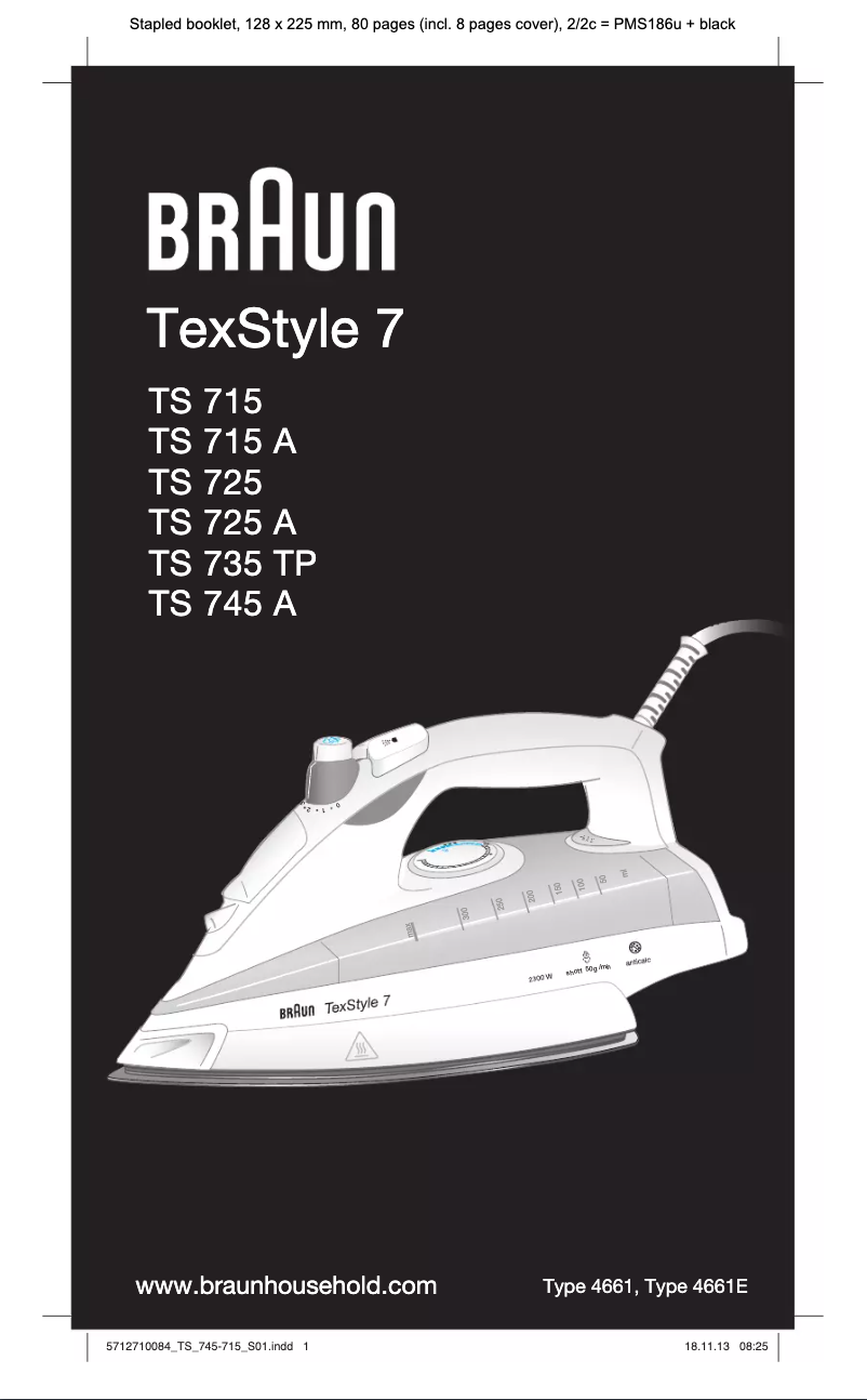 Page n°1 - Manuel utilisateur Braun TexStyle 7 TS 745 A
