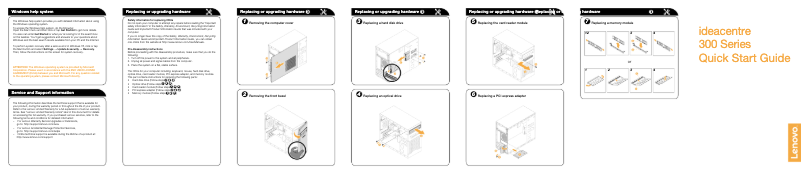 Page 1 de la notice Guide de démarrage rapide Lenovo IdeaCentre 300