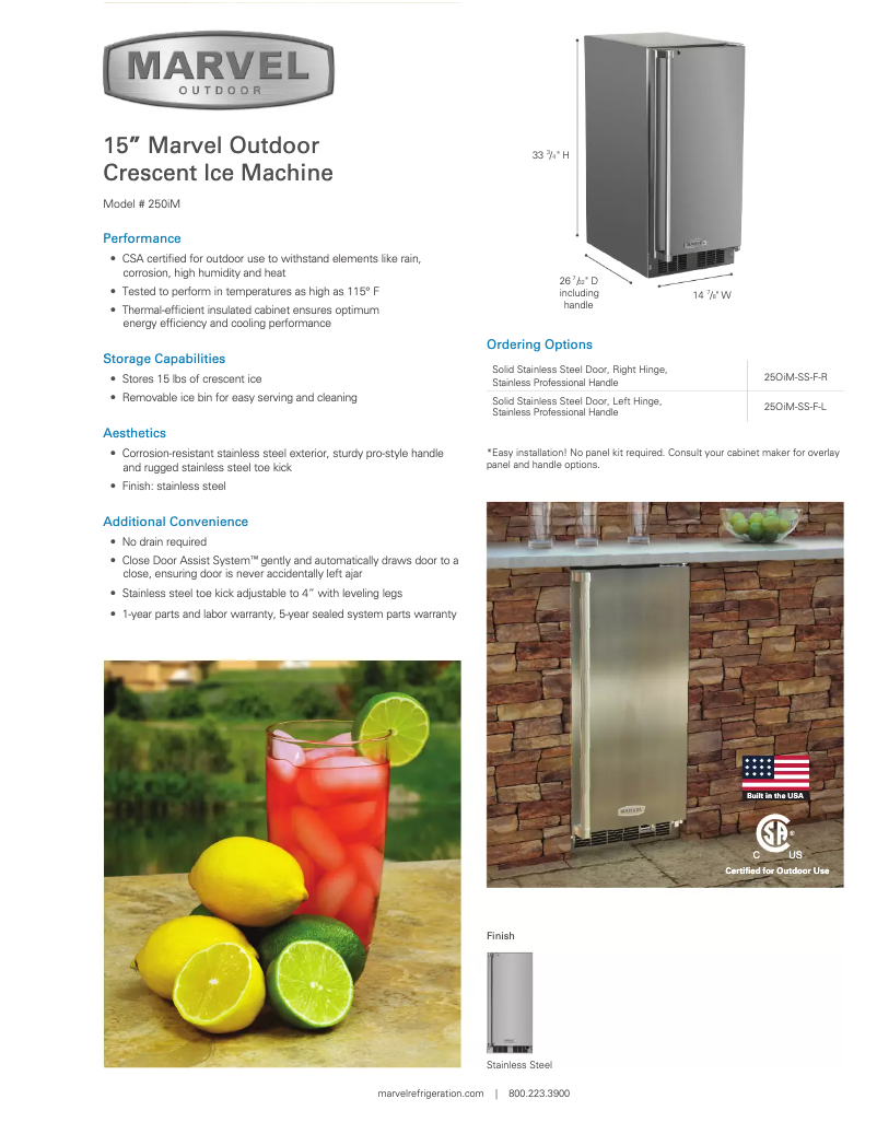 Page n°1 - Manuel utilisateur Marvel Outdoor 25OiM