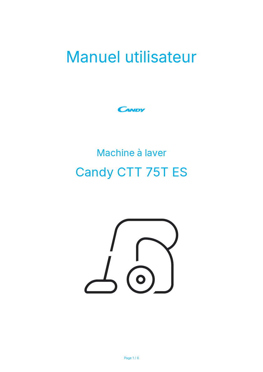 Page n°1 - Manuel utilisateur Candy CTT 75T ES