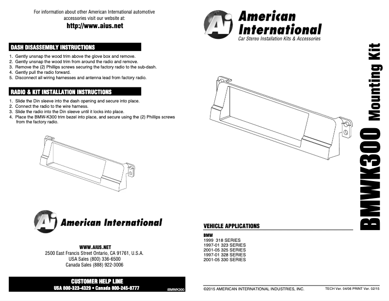 Page 1 de la notice Manuel utilisateur American International BMWK300