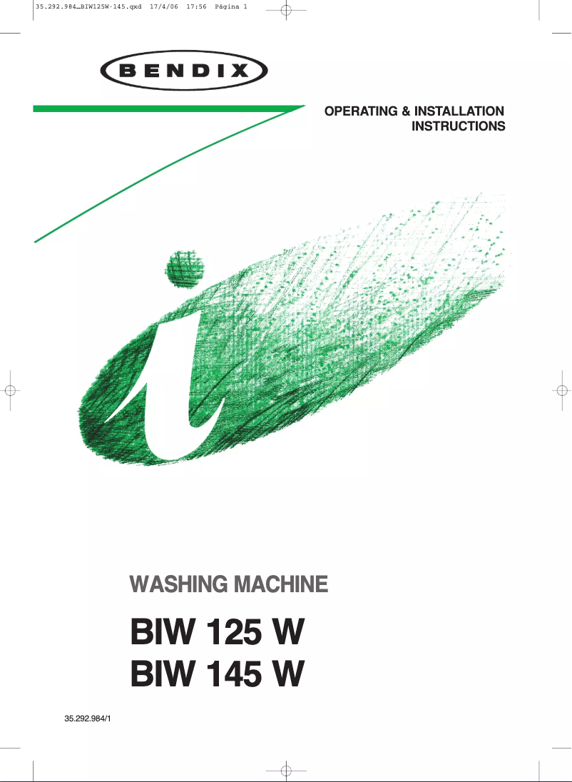 Page n°1 - Manuel utilisateur Bendix BIW125W