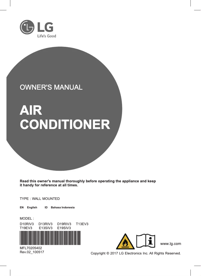 Page 1 de la notice Manuel utilisateur LG T19EV3