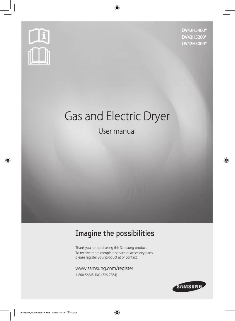 Page n°1 - Manuel utilisateur Samsung DV42H5200GF