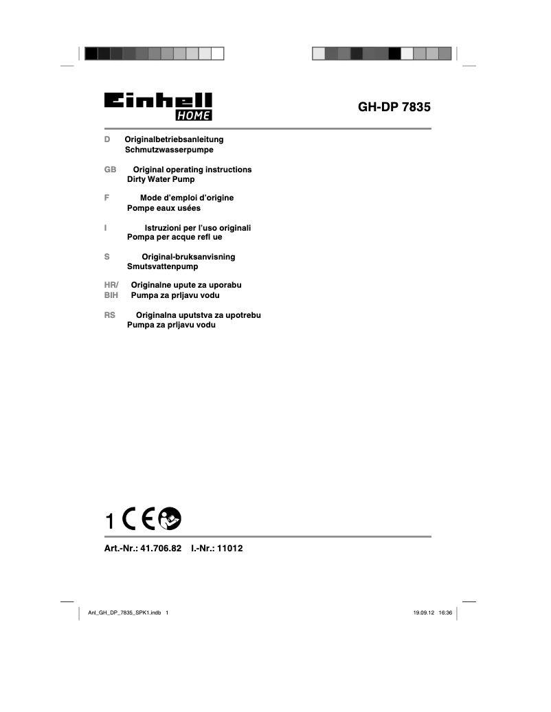 Page n°1 - Manuel utilisateur Einhell GC-DP 7835